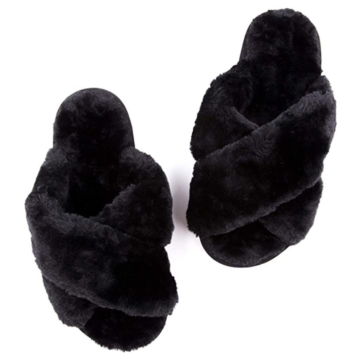 Black Fuzzy Slippers