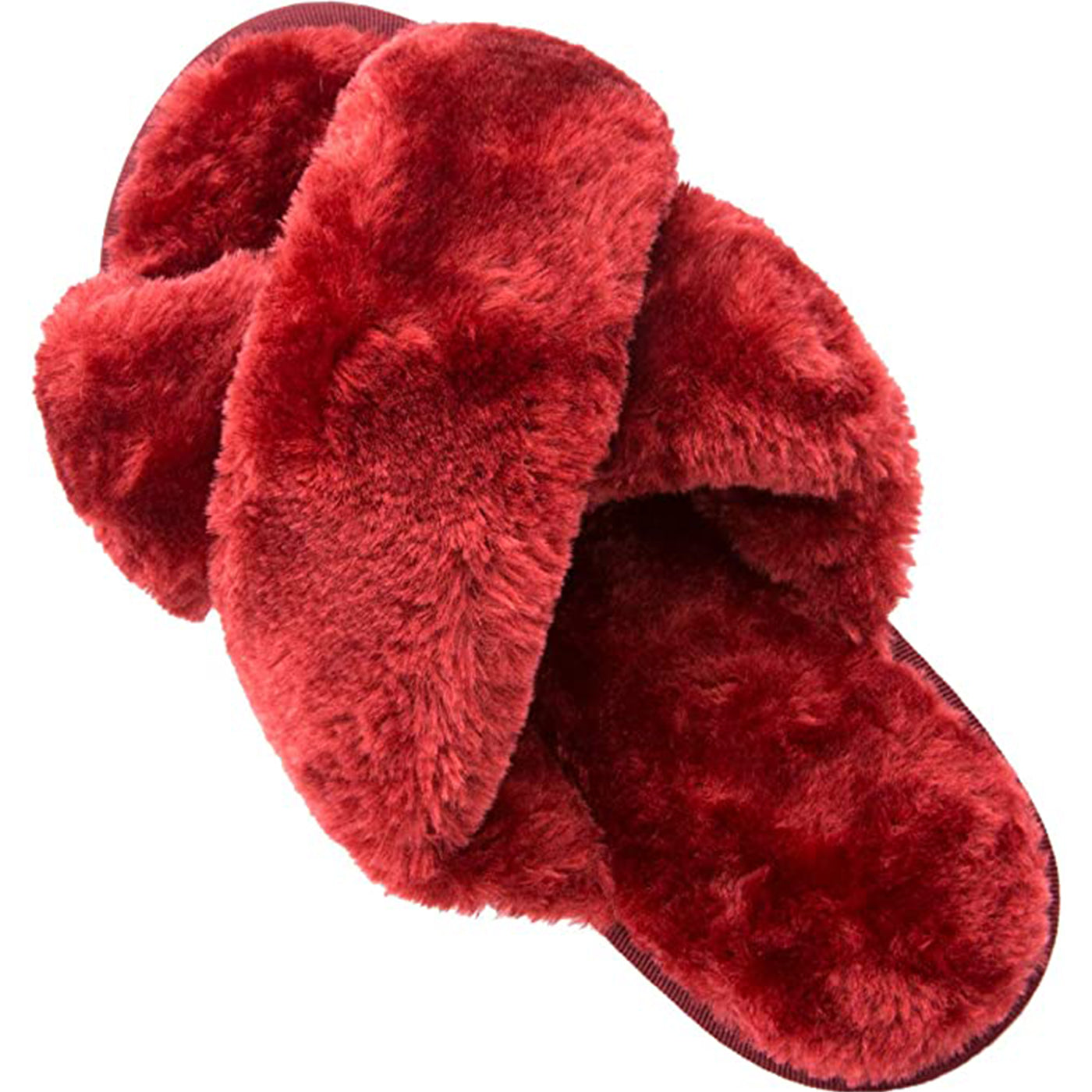 Womens Fuzzy Slippers（Wine Red）Ehoomely – Newstar shop
