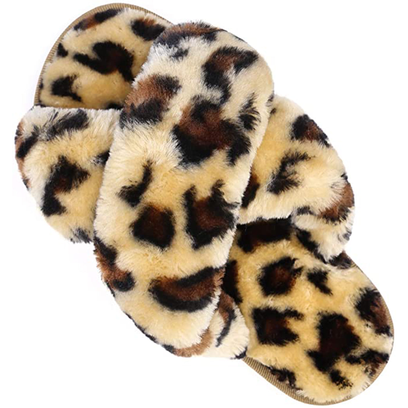 Fuzzy leopard slides outlet